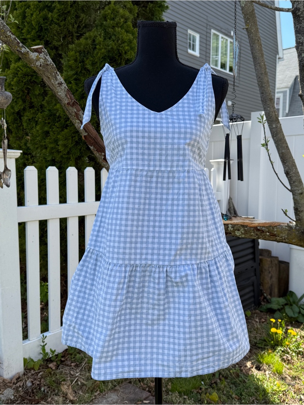 Derek Heart Cotton Baby Blue Gingham Check Mini Dress | Sz. S
